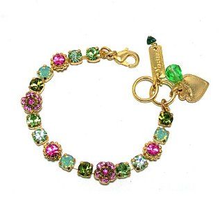 Mariana Yellow Gold Plated "Tropical" Collection Swarovski Crystal Bracelet in Pacific Opal, Rose and Chrysolite: Mariana: Jewelry