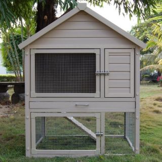 Huntington Natural Cedar Townhouse Rabbit Hutch with Pen   Rabbit Cages & Hutches