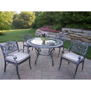 Oakland Living Mississippi Cast Aluminum 48 in. Glass Top Hummingbird Patio Dining Set   Patio Dining Sets