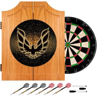 Pontiac Firebird Black Wood Dart Cabinet Set   Bristle Dart Boards