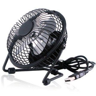 Black Durable Quiet 4 Inch Aluminium Blade High Velocity Fan Usb Personal Desk Fan: Computers & Accessories