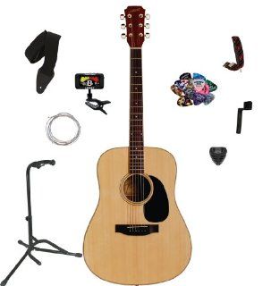 Austin AA30 O Acoustic Folk Guitar, with Legacy 30 Piece Guitar Accessory Kit   Blem: Musical Instruments