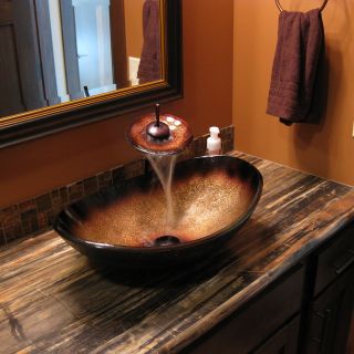 Novatto NSFC 0088031001ORB Hand Painted Glass Vessel Sink Set   Bathroom Sinks