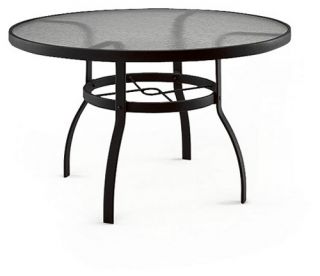 Woodard 48 in. Round Dining Table with Obscure Glass Top   Patio Tables