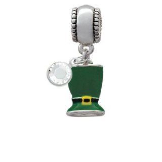 3 D St. Patrick's Day Hat Charm Bead with Clear Crystal Dangle: Delight: Jewelry