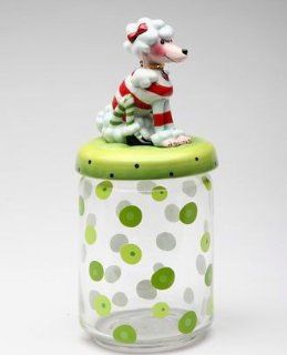 White POODLE Dog Glass Candy or Cookie Jar RUBY by Babs: Kitchen & Dining