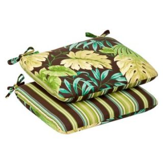 Rounded 18.5 x 15.5 x 3 in. Reversible Outdoor Seat Cushion   Set of 2   Outdoor Cushions