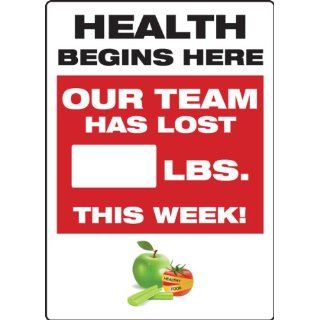 Accuform Signs MSR816PL WorkHealthy Plastic Write A Day Scoreboard, "Health Begins Here   Our Team Has Lost #### Lbs. This Week!" 14" Width X 20" Height: Industrial Warning Signs: Industrial & Scientific