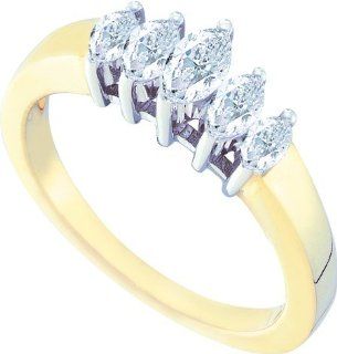 Diamond Wedding Band Ring 0.54CTW DIAMOND FASHION BAND 10KT Yellow Gold: Engagement Rings: Jewelry