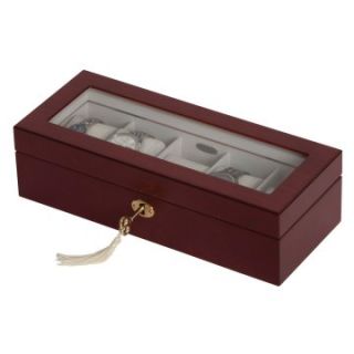 Mele Chase Walnut Locking Glass Top Watch Box   11.25W x 3.13H in.   Watch Winders & Watch Boxes