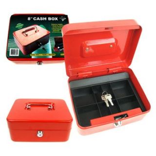 Trademark Global Red Cash Box with Coin Tray   Business and Home Safes