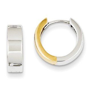 Gold and Watches 14K Two tone Hinged Hoop Earrings: Jewelry
