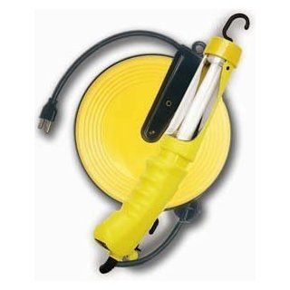 Bayco SL 821 13 Watt Fluorescent Angle Work Light on 40 Foot Metal Reel with Grounded Receptacle   Portable Work Lights  