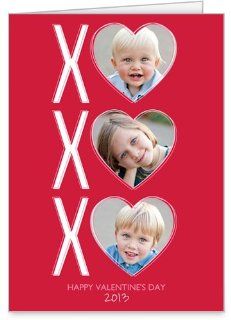 XO Hearts Valentine's Red 5x7 Folded Card : Greeting Cards : Office Products