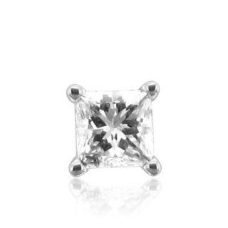 Men's 14K White Gold Diamond Princess Cut Stud Earrings (I2 I3, HI, 0.33 carat) 1/2 Pair or Single piece: Diamond Delight: Jewelry