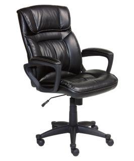 Serta Puresoft Faux Leather Executive Office Chair   Smooth Black   Desk Chairs