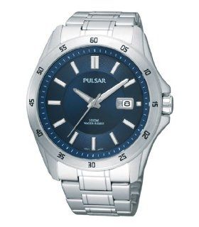 Pulsar Blue Dial Stainless Steel Mens Watch PXH849: Pulsar: Watches