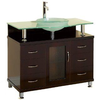 Charlton 36 Inch Bathroom Vanity with Drawers   Espresso w/ Clear or Frosted Glass Counter    