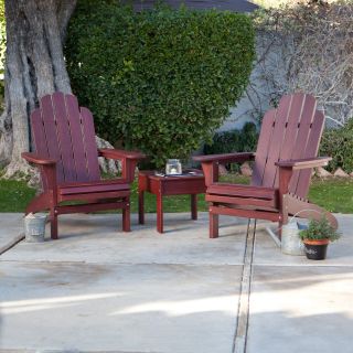 Pair of Cape Maye Weathered Adirondack Chairs with Side Table   3 Piece Set   Barn Red   Adirondack Chairs