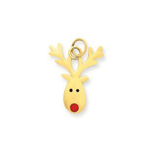 14 Karat Gold Animated Reindeer Charm: Pendants: Jewelry
