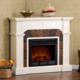 Southern Enterprises Cartwright Ivory Convertible Slate Electric Fireplace   Electric Fireplaces