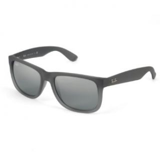 Ray Ban Men's RB4165 852/88 Justin Sunglasses, Black Grey Gradient Frame / Grey Gradient Silver Mirror Lens, 55mm: Clothing