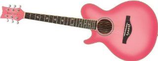 Daisy Rock WildWood Short Scale Acoustic Left Handed Guitar, Pink Burst Musical Instruments