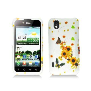 White Yellow Flower Butterfly Hard Cover Case for LG Ignite 855 Marquee LS855 Sprint LG855 Boost L85C NET10 Straight Talk Optimus Black P970 L85C Majestic US855 US Cellular: Cell Phones & Accessories