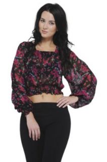 AX Paris Women's Long Sleeve Belly Gypsy Black Top at  Womens Clothing store