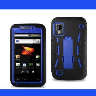 Aimo ZTEWARPPCMX002S Silicone Premium Durable Protective Case with Kickstand for ZTE Warp (N860)   1 Pack   Retail Packaging   Black/Navy Cell Phones & Accessories