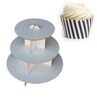 Dress My Cupcake DMC30788 Cardboard Cupcake Stand Kit with Standard Wrappers, Black and White Stripes: Party Packs: Kitchen & Dining
