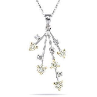 0.40 Cts Diamond Pendant in 18K Two Tone Gold: Necklaces: Jewelry