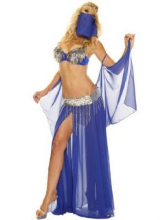 Royal Blue Belly Dancer Sexy Costume   SMALL: Clothing