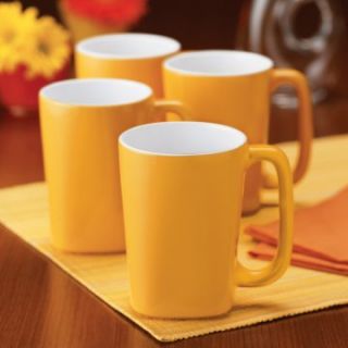 Rachael Ray Round and Square Yellow Mugs   Set of 4   Coffee Mugs