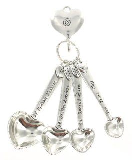 Basic Spirit Pewter Quotes Measuring Spoons w/ Hook, Hearts (SP 29): Kitchen & Dining