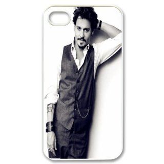 Custom Design ZH 5 The movie star Johnny Depp white Print Hard Shell Case for iPhone 4/iPhone 4S: Cell Phones & Accessories