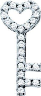 0.24 Carat (ctw) Diamond Key Pendant set in 10k White Gold PR01 2834 Jewelry