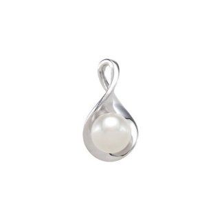 Sterling Silver 925 Freshwater Cultured Pearl Pendant Charm 9.50 10mm: Jewelry