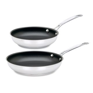 Cuisinart Chefs Classic Nonstick Stainless Steel 9 in. & 11 in. Skillet Set   Cookware Sets