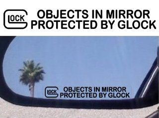 (2) Objects in Mirror Are Protected By Glock   Decals Stickers   Gun Logo: Automotive