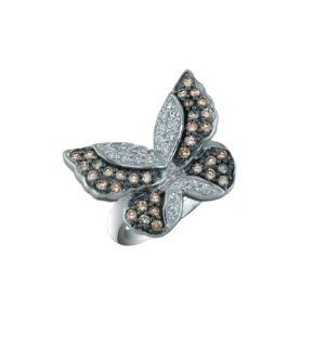.925 Sterling Silver Butterfly Diamond CZ Ring: Jewelry