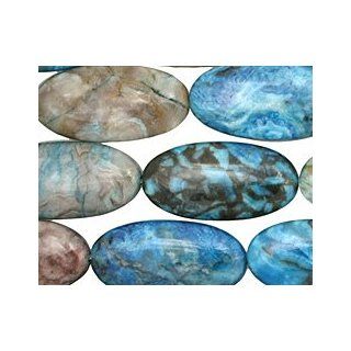 Larimar Blue Crazy Lace Beads Flat Oval 30x15mm
