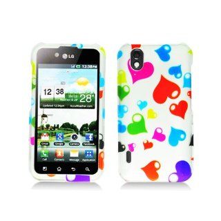 White Rainbow Heart Hard Cover Case for LG Ignite 855 Marquee LS855 Sprint LG855 Boost L85C NET10 Straight Talk Optimus Black P970 L85C Majestic US855 US Cellular: Cell Phones & Accessories