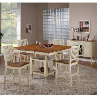 Steve Silver Company Candice 5 Piece Counter Dining Table Set in Oak and White Home & Kitchen