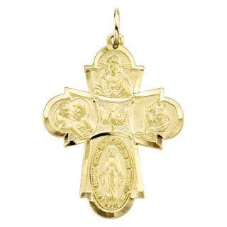 IceCarats Designer Jewelry 14K Yellow Gold 4 Way Cross Medal 29.00X23.50 Mm: Pendants: Jewelry