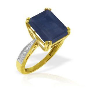 7.25 CT Octagon Sapphire Ring with Diamond Accents in 14k Yellow Gold Jewelry