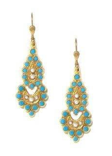 Catherine Popesco 14K Gold Plated Dangle Earrings with Turquoise Swarovski Crystals: Catherine Popesco: Jewelry