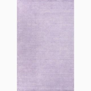 Hand made Solid Pattern Purple Wool/ Art Silk Rug (8x10)