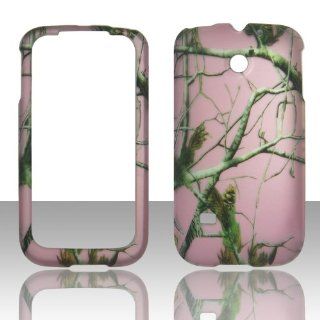 2D Pink Camo Tree Huawei Ascend II 2 M865 / Prism Cricket, U.S. Cellular, T Mobile Hard Case Snap on Rubberized Touch Case Cover Faceplates: Cell Phones & Accessories