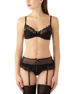Baci Lingerie 866 Black Garter Underwire Bra with Lace Detail, S/M: Clothing